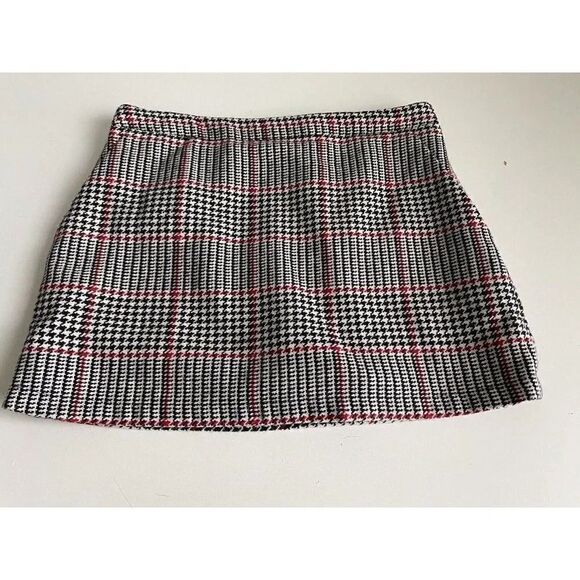 Forever 21 Juniors Sz 26 Mini Skirt Multicolor Houndstooth Plaid With Pockets - Picture 1 of 8